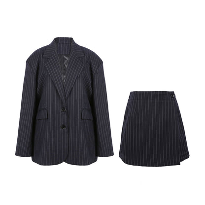 ヴィンテージネイビー・ピンストライプセットアップ（ジャケット＆スカート）