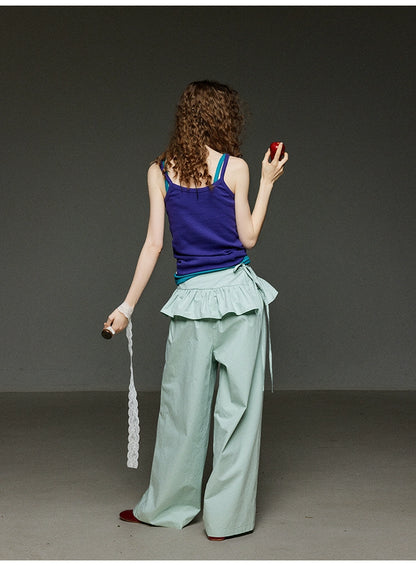 リブノースリーブタンクトップ