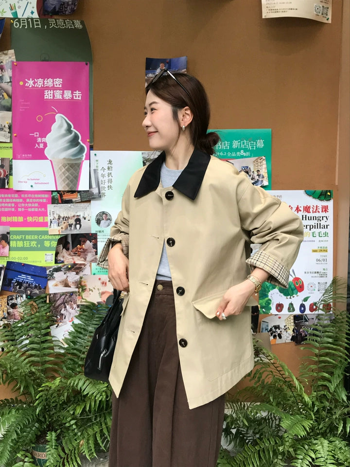 バイカラーカラーパイピングショートジャケット