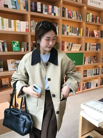 バイカラーカラーパイピングショートジャケット