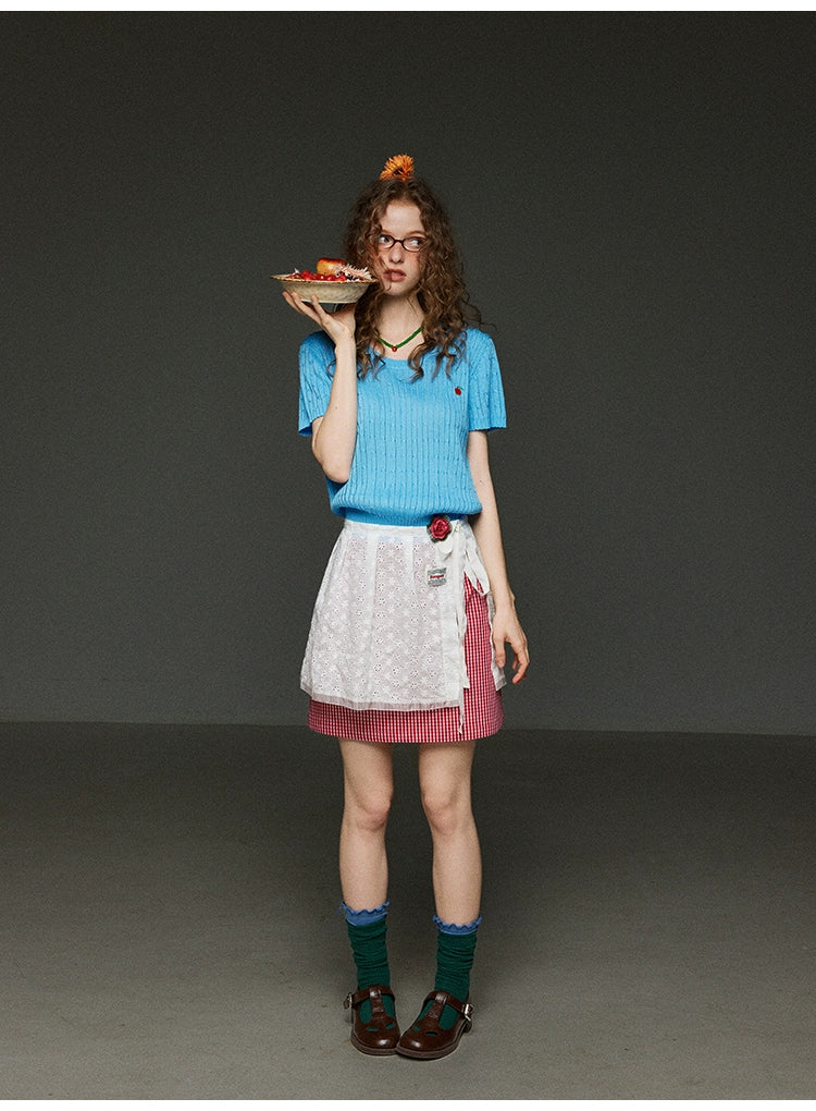 レトロチェック柄スリムスカート