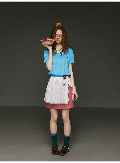 レトロチェック柄スリムスカート