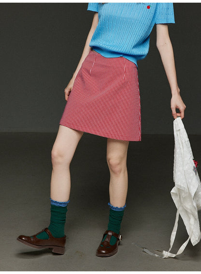 レトロチェック柄スリムスカート
