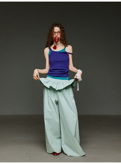 リブノースリーブタンクトップ