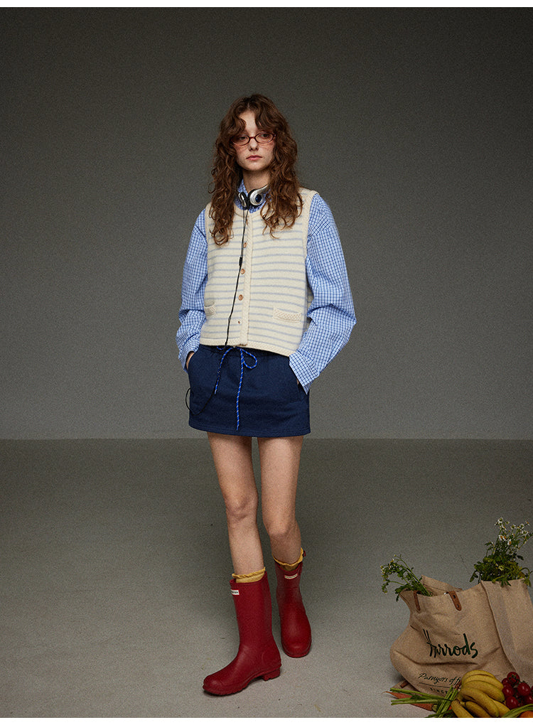 ストライプニットベスト