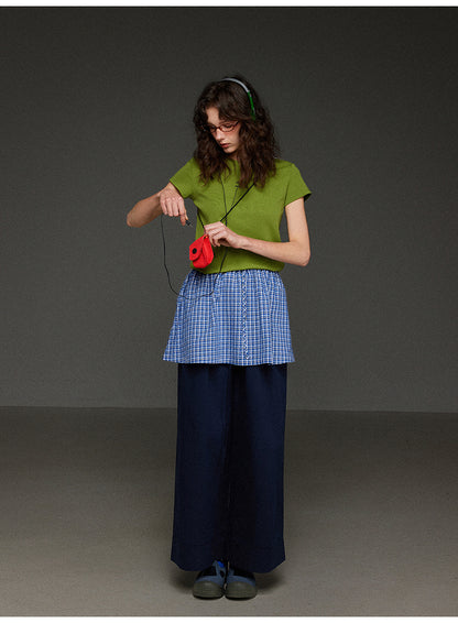 チェックドローストリングプリーツスカート