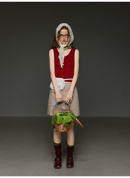 クラシカルレッド クルーネックタンクトップ