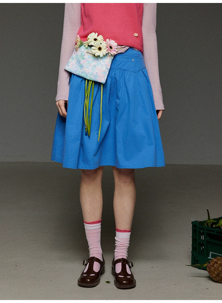 無地ハイウエストプリーツスカート