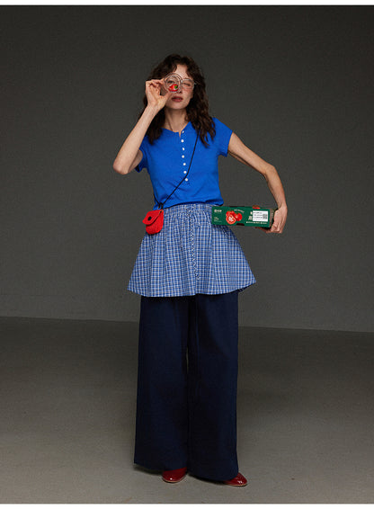 チェックドローストリングプリーツスカート