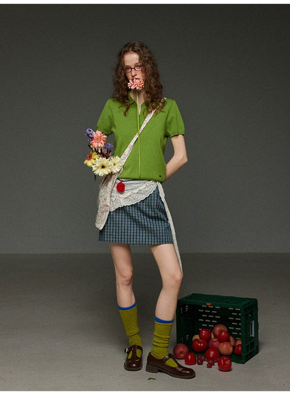 ウール混 ヴィンテージジップポロニット