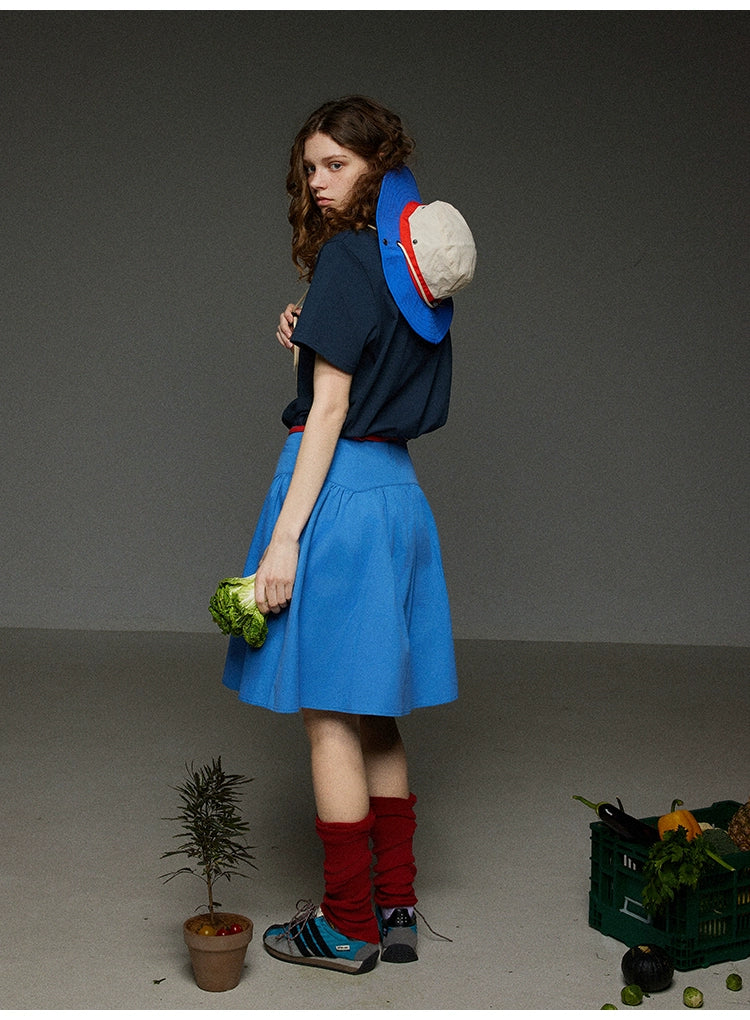 無地ハイウエストプリーツスカート