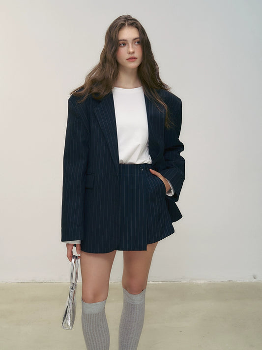 ヴィンテージネイビー・ピンストライプセットアップ（ジャケット＆スカート）