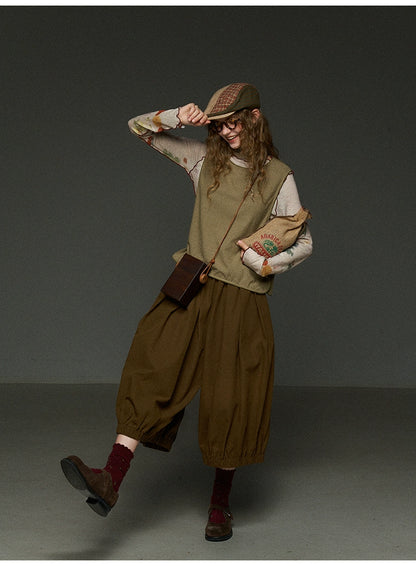 ヴィンテージ風 南瓜ランタンパンツ（7分丈ワイド）