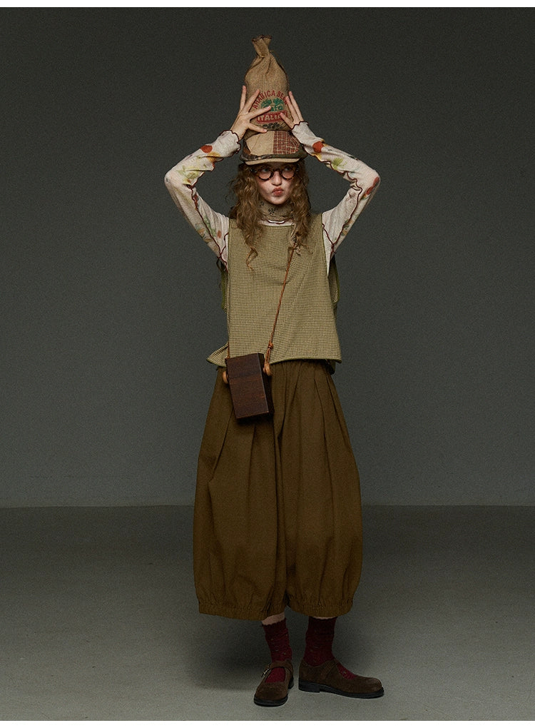 ヴィンテージ風 南瓜ランタンパンツ（7分丈ワイド）