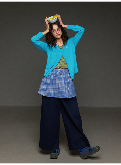 チェックドローストリングプリーツスカート